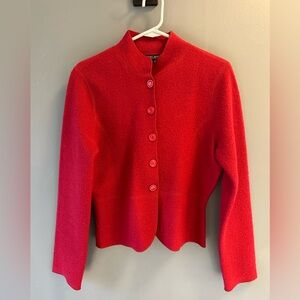 August Silk Red Wool Blend Button-Up Jacket